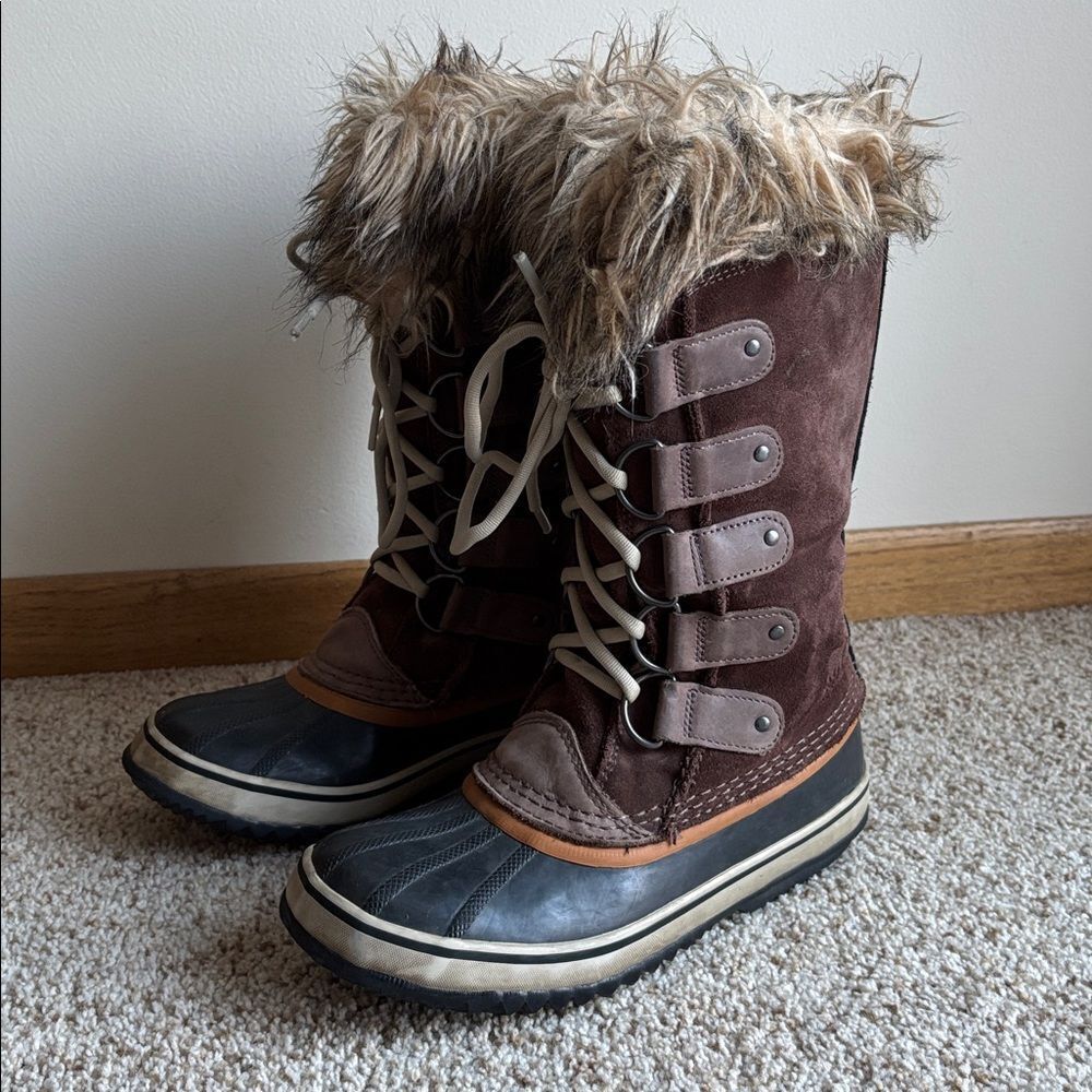 Sorel Women’s Joan of Arctic Brown Suede Tall Winter Boots US 8